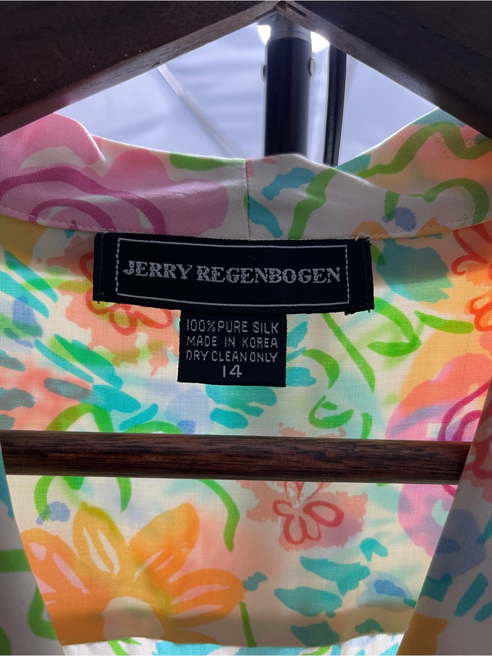Jerry Regenbogen Dress 14 100% Pure Silk White Midi Floral Watercolor 80’s 90’s - Picture 13 of 16